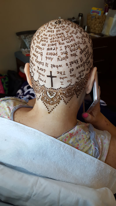 The lace-like henna design framed this beautiful Bible verse.